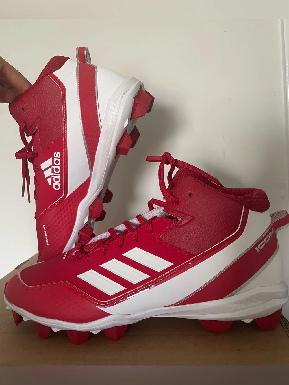 Adidas Icon 7 Mid MD S23921 Baseball Cleats Red Mens Size 13.5 Performance NWT